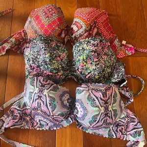 Three Getaway Halter Style Swim Tops 34DDD Victoria Secret